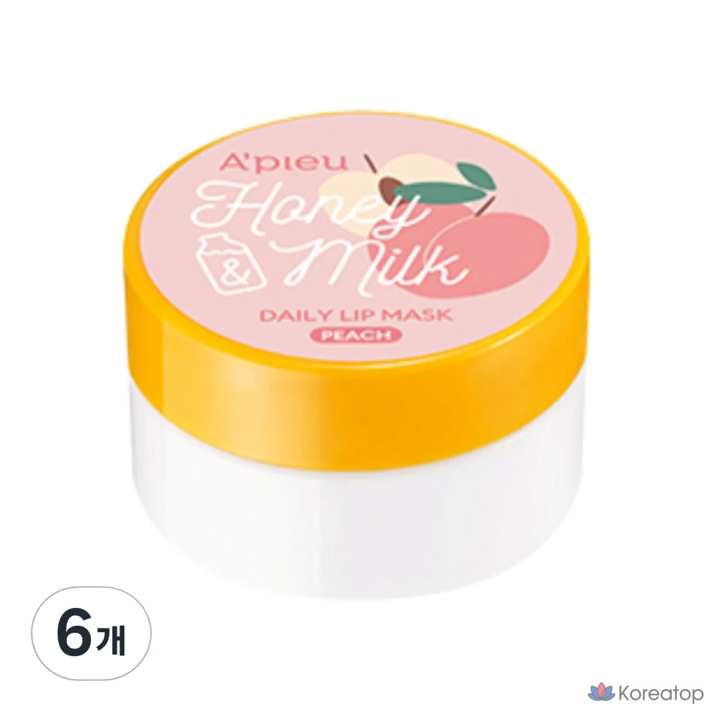 Бальзам для губ A'Pieu Honey & Milk Daily Lip Mask, оттенок Peach, 6 г, 6 шт.