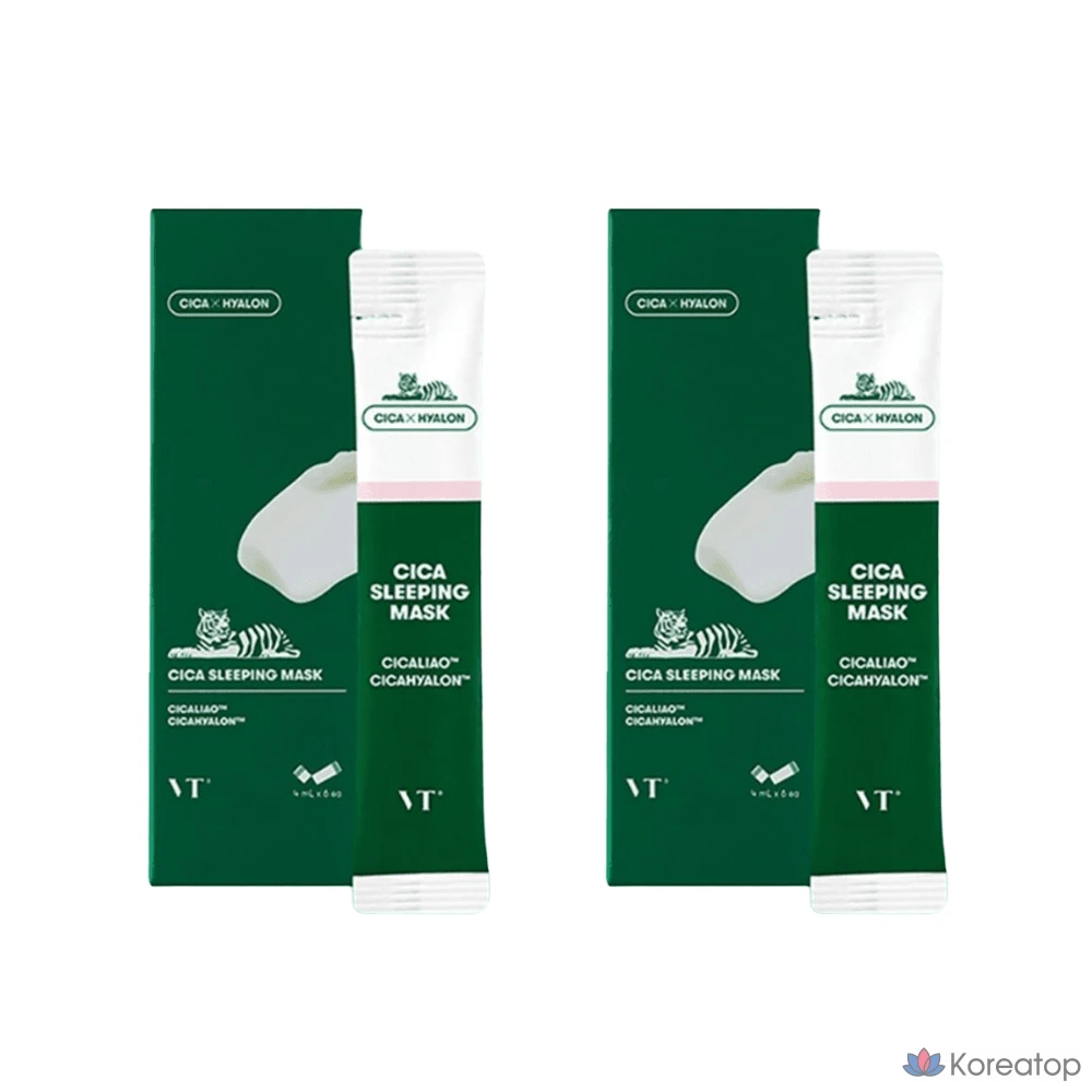 VT Cica Sleeping Mask, 4 мл, упаковка из 6 штук (2 флакона по 2 мл).