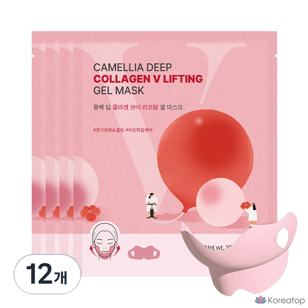 Гелевая маска Round Lab Camellia Deep Collagen V Lifting Gel Mask, 10 г, 12 штук, 1 упаковка.