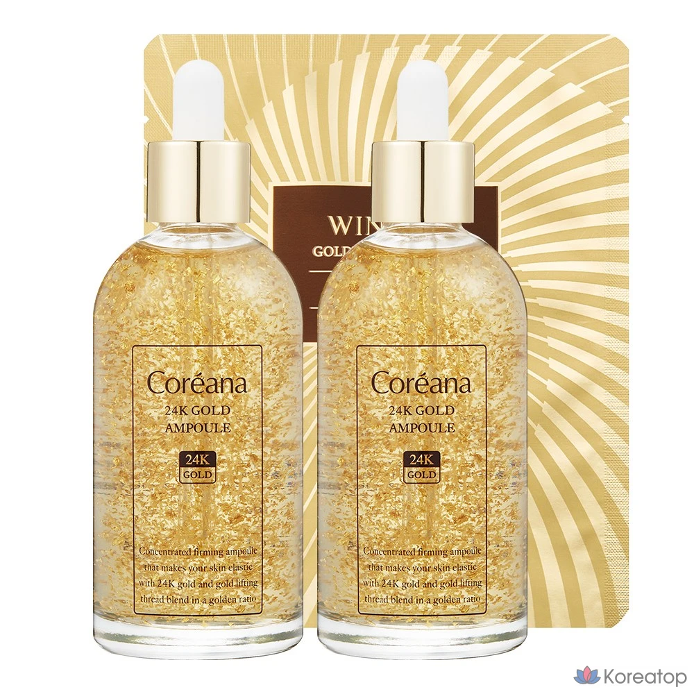 Coreana 24K Gold Ampoule 100ml x 2 + Weenage Snail Mask 1 sheet, 1