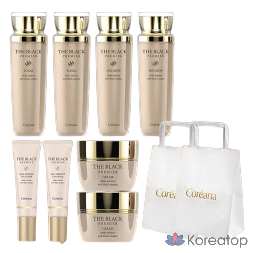 Набор для ухода Coreana The Black Premier Basic 4-piece Set (включая шоппер), 2 шт.