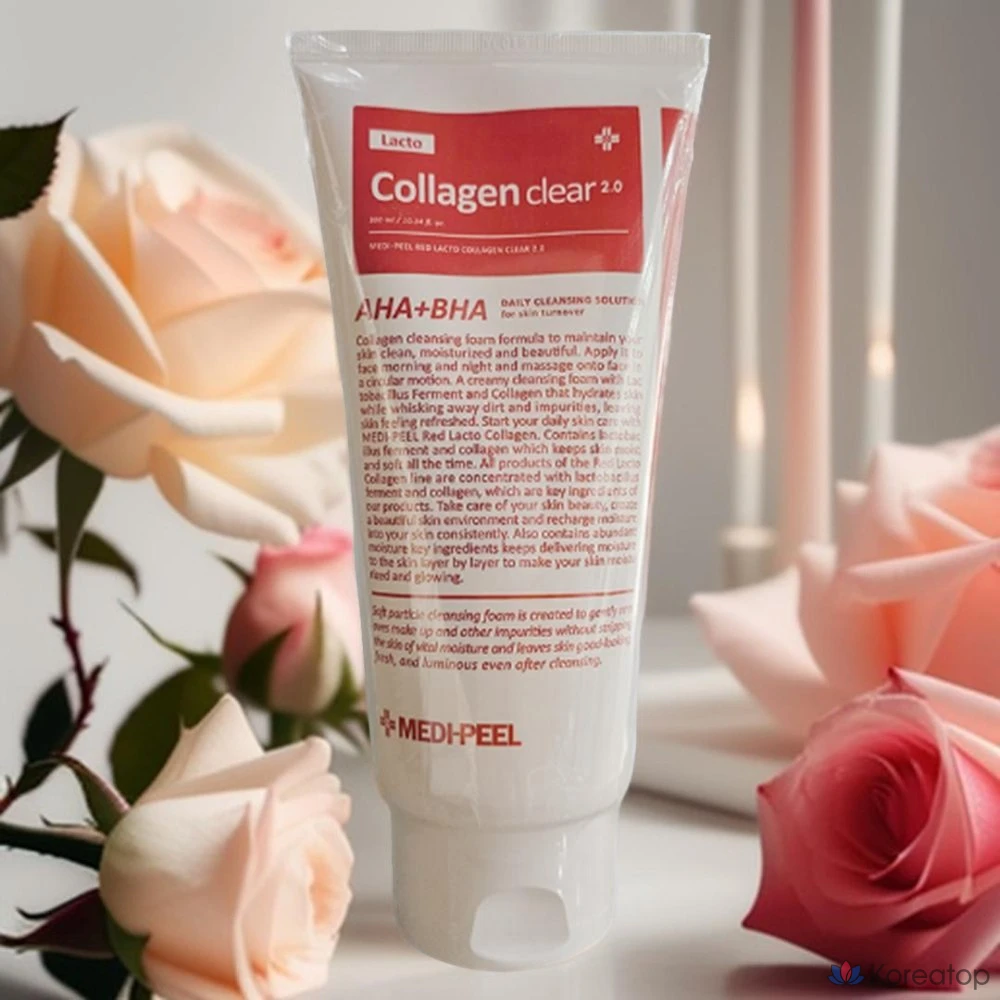 Очищающая пенка для лица Medi Peel Red Lacto Collagen, увлажняющая, эластичная и придающая сияние коже, 300 мл, 1 шт.