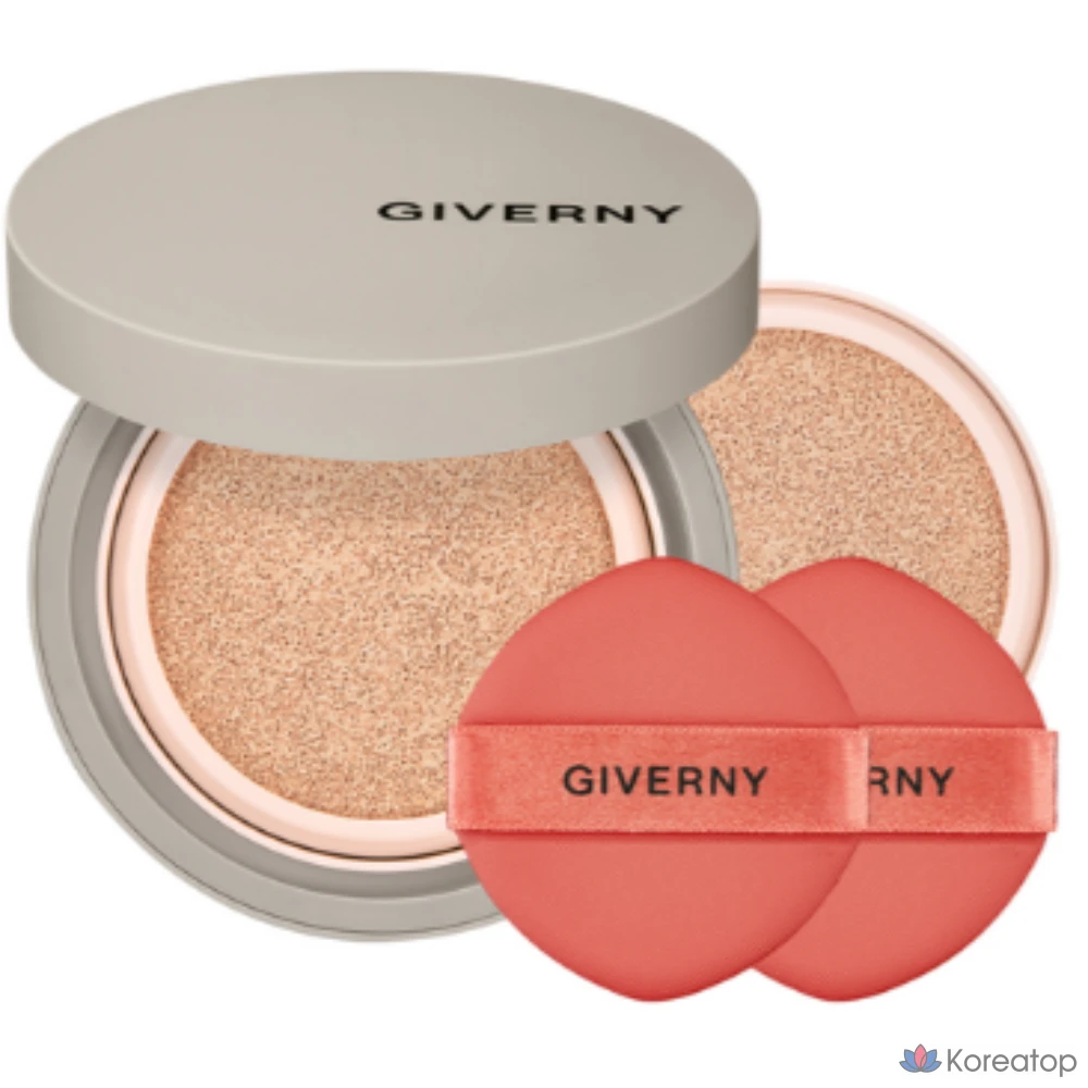 Набор тональной основы Giverny Close-Fit Matte Cushion Foundation 12 г + сменный блок 12 г, оттенок 23NW Medium Beige, 1 шт.