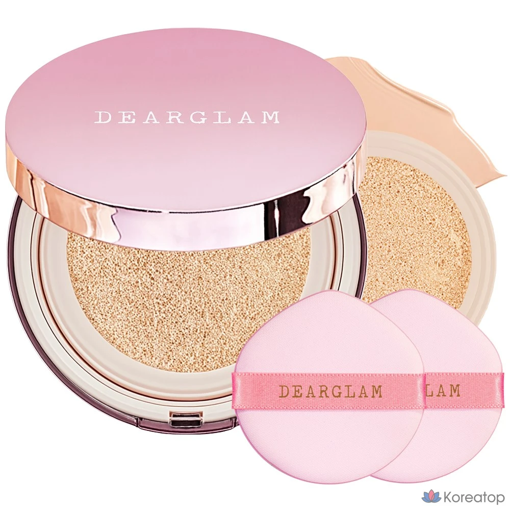 Набор ампульных тональных средств Dear Glam Glow Ampoule Cushion (основной продукт + сменный блок), № 21, светло-бежевый, 24 г, 1 шт.