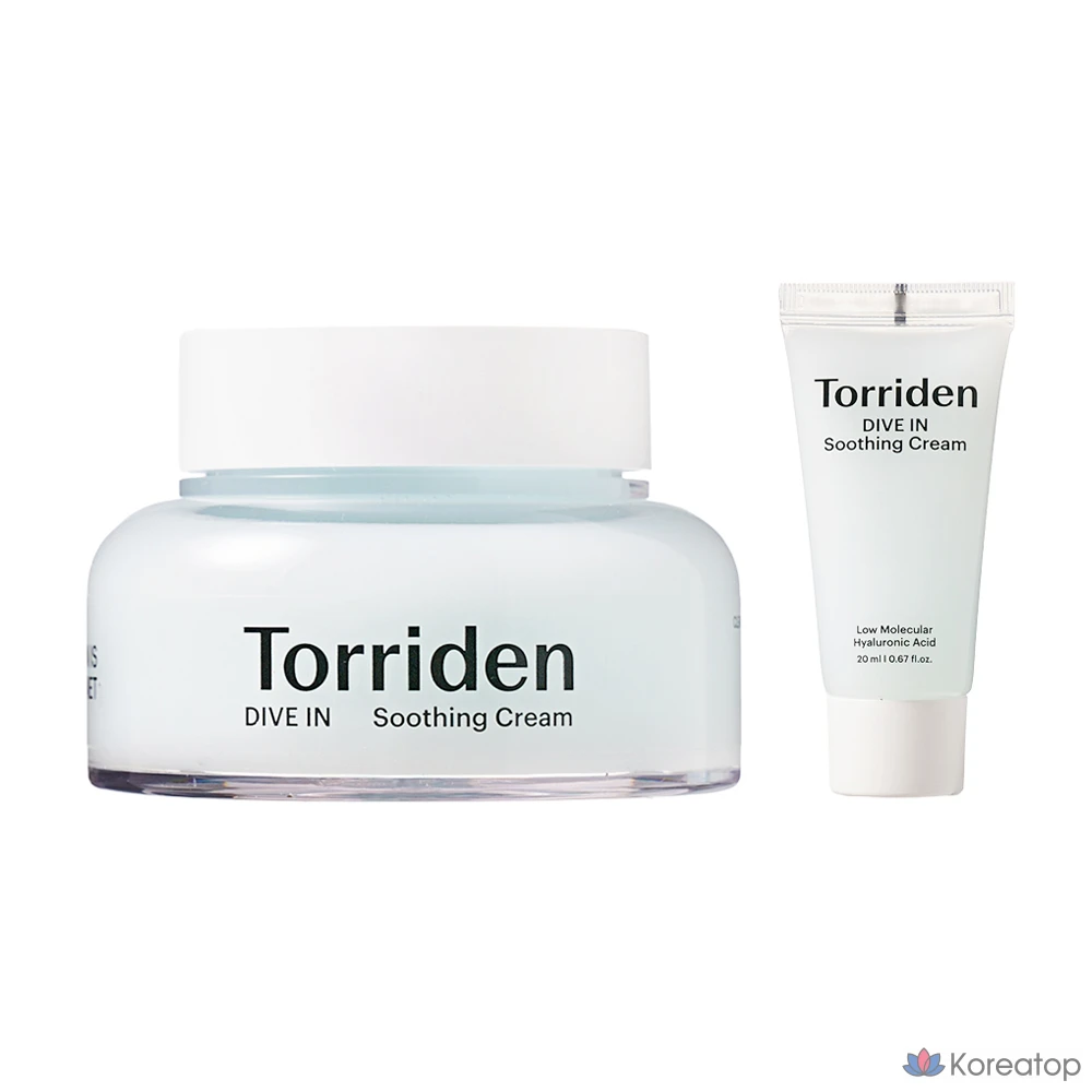 Набор для ухода Torriden Dive-In Low Molecular Hyaluronic Acid Soothing Cream (100 мл + 20 мл), 1 шт.