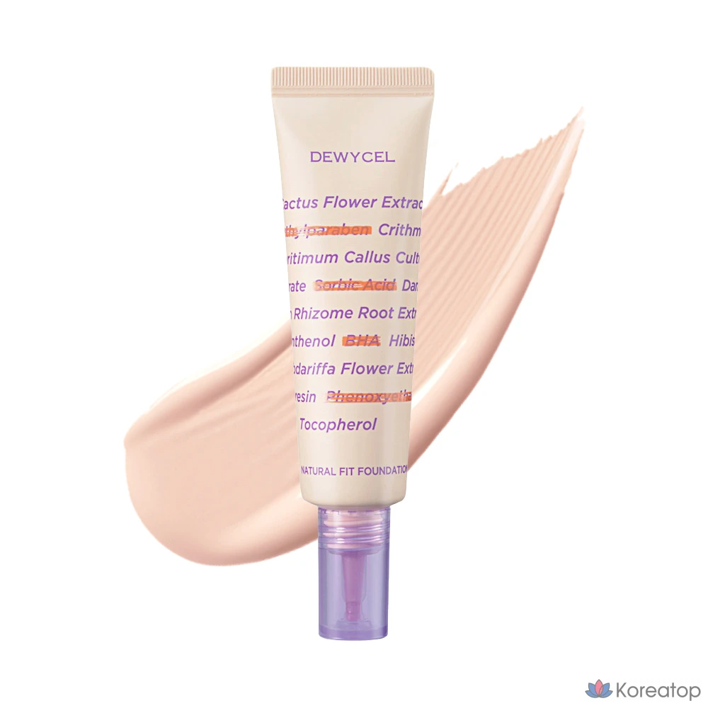 Тональный крем DEWYCEL Natural Fit Foundation SPF 38 PA++, оттенок 01 Natural Beige, 30 мл, 1 шт.