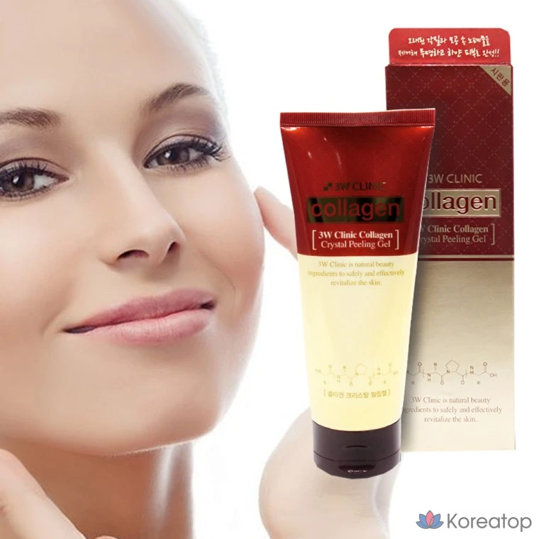 Пилинг 3W Clinic Crystal Clinic Collagen 180 3-Moisture Gel, 180 мл, 1 шт.