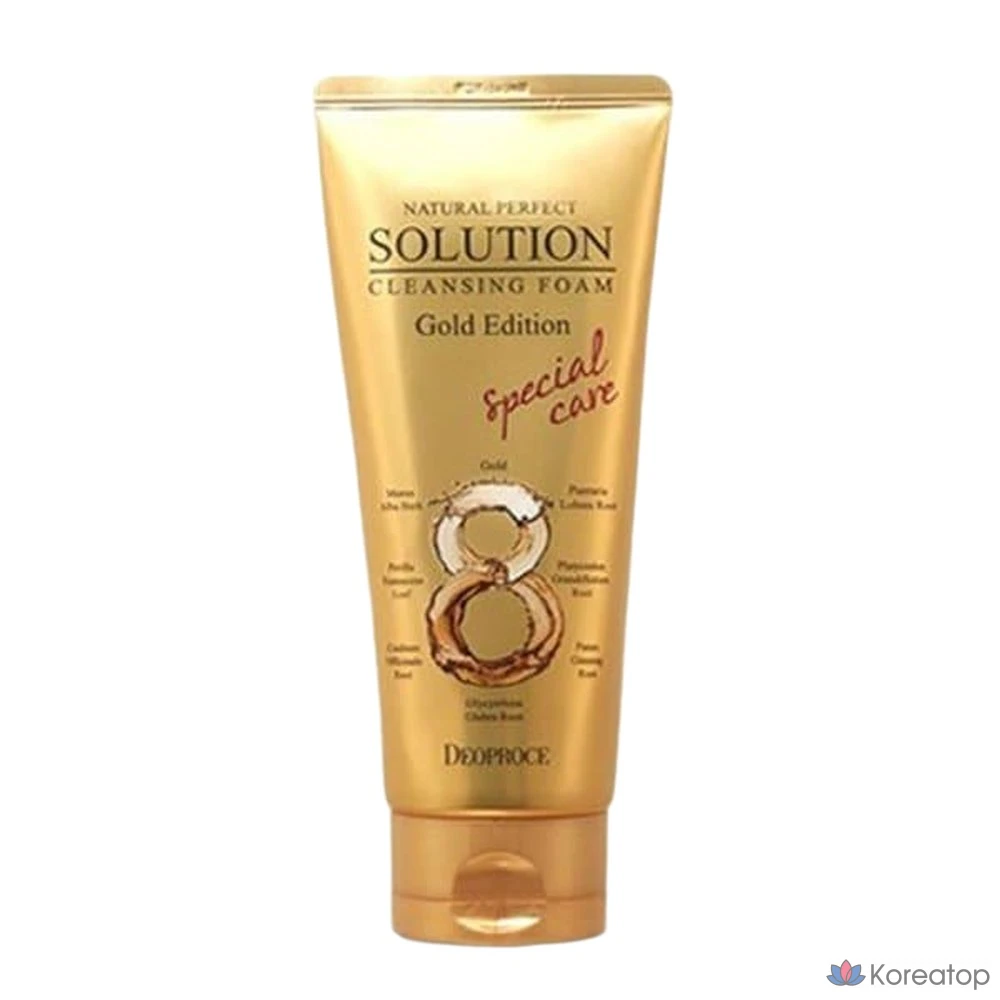 Очищающая пенка Deoproce Natural Perfect Solution Cleansing Foam Gold, 170 г, 1 шт.