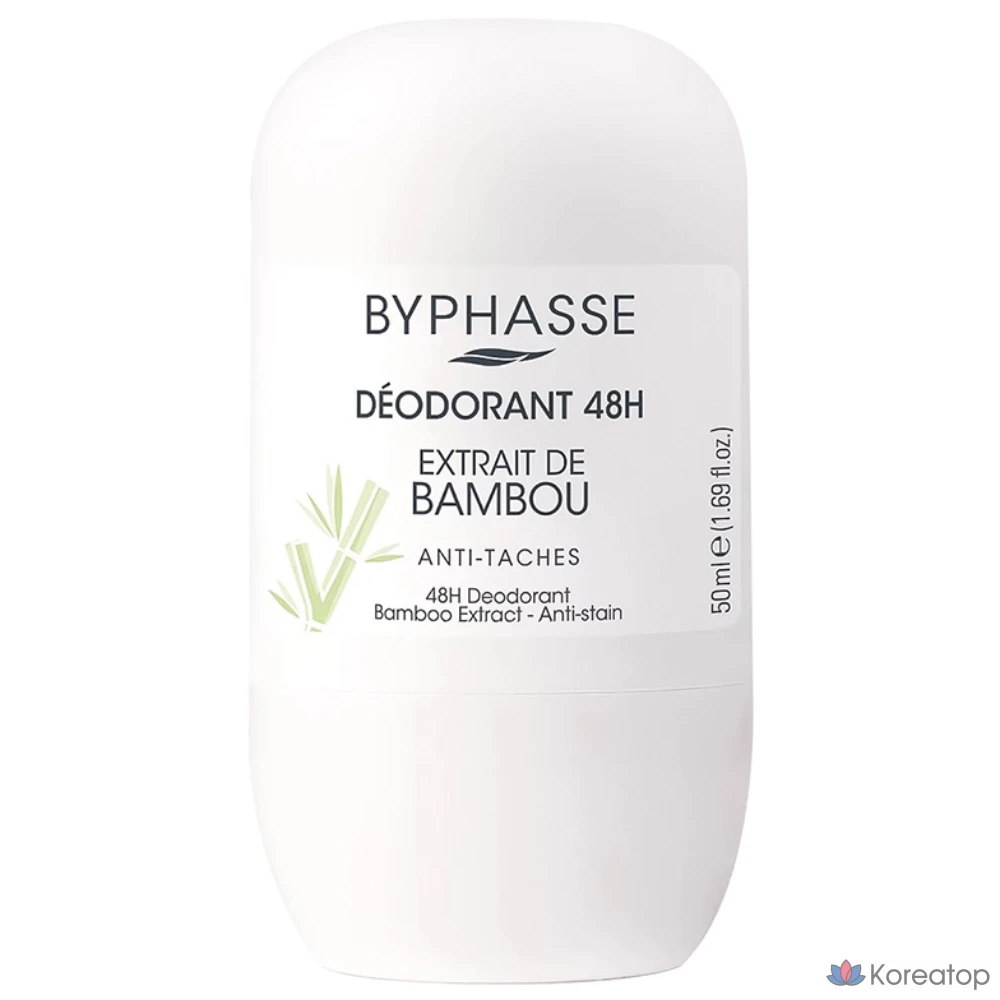 Роликовый дезодорант Byphasse 48H с ароматом бамбука, 50 мл, 1 шт.