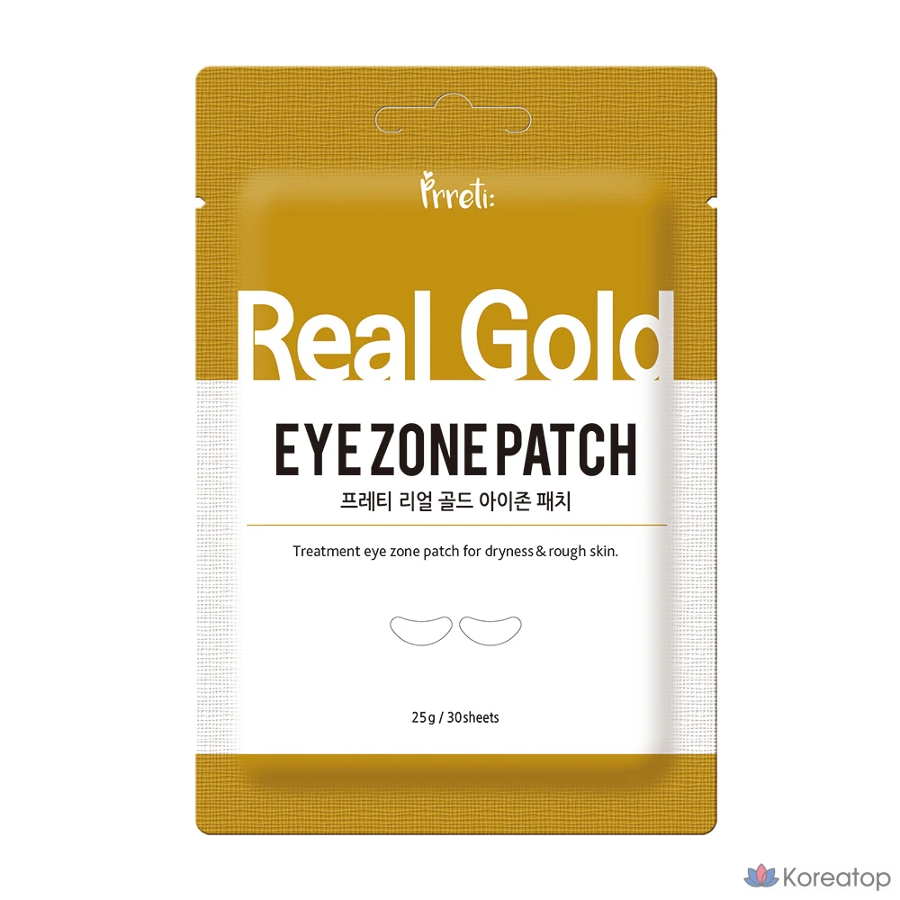 Патчи для глаз Prreti Real Eye Zone Patch золотистого цвета, 30 листов, 1 упаковка, 30 штук.