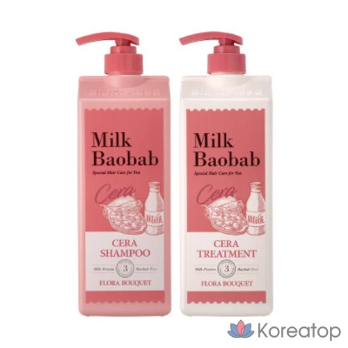 Шампунь и кондиционер Milk Baobab Cera Shampoo 1.2L + Treatment 1.2L Flora Bouquet, 1 шт.
