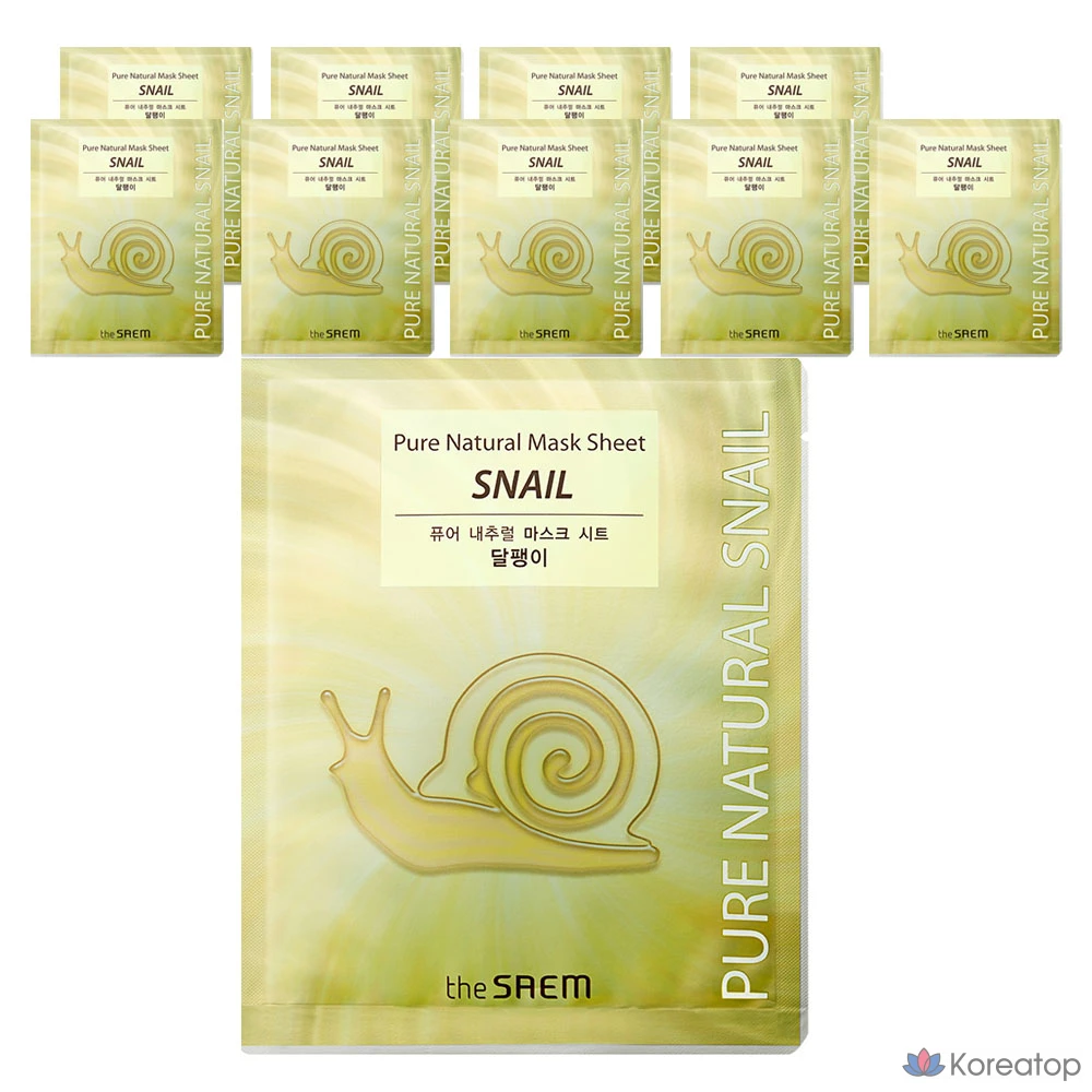 Тканевая маска для лица The Saem Pure Natural Mask Sheet Snail, 20 мл, 10 шт.