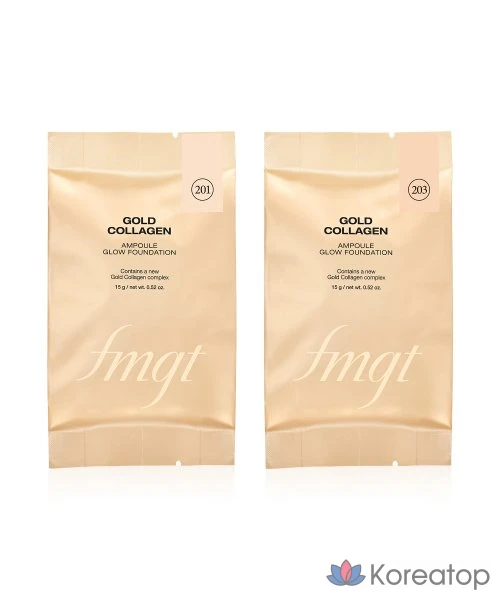 Тональный крем-ампула The Face Shop Gold Collagen Ampoule Radiant Foundation (сменный блок) 15 г, 2 оттенка, 1 шт.