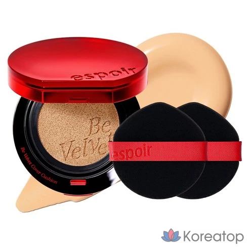 Кушон для лица c матовым покрытием Espoir Non-velvet Cover Pillow Foundation, 13 г + слойка, набор из 2 частей, № 23 Бежевый