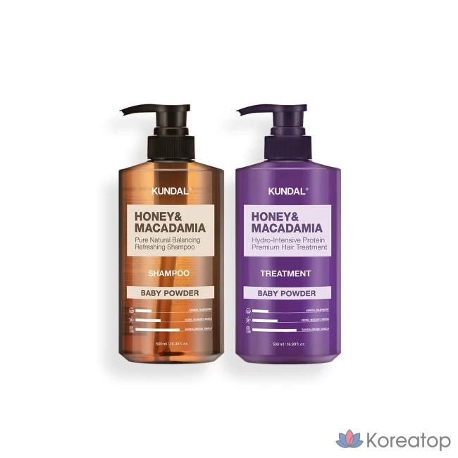 Шампунь Kundal White Musk 500 мл + средство для ухода 500 мл, 1 комплект, 1 л