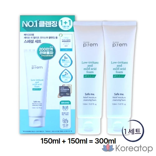 Увлажняющая пенка для умывания Makeprem Safe Mi Relief Moisture Cleansing Foam Special Planning Set, 150 мл, 1 комплект