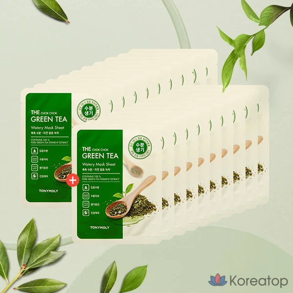 Увлажняющие маски для лица Tony Moly The Chok Chok с зеленым чаем, 1 лист, 20 штук