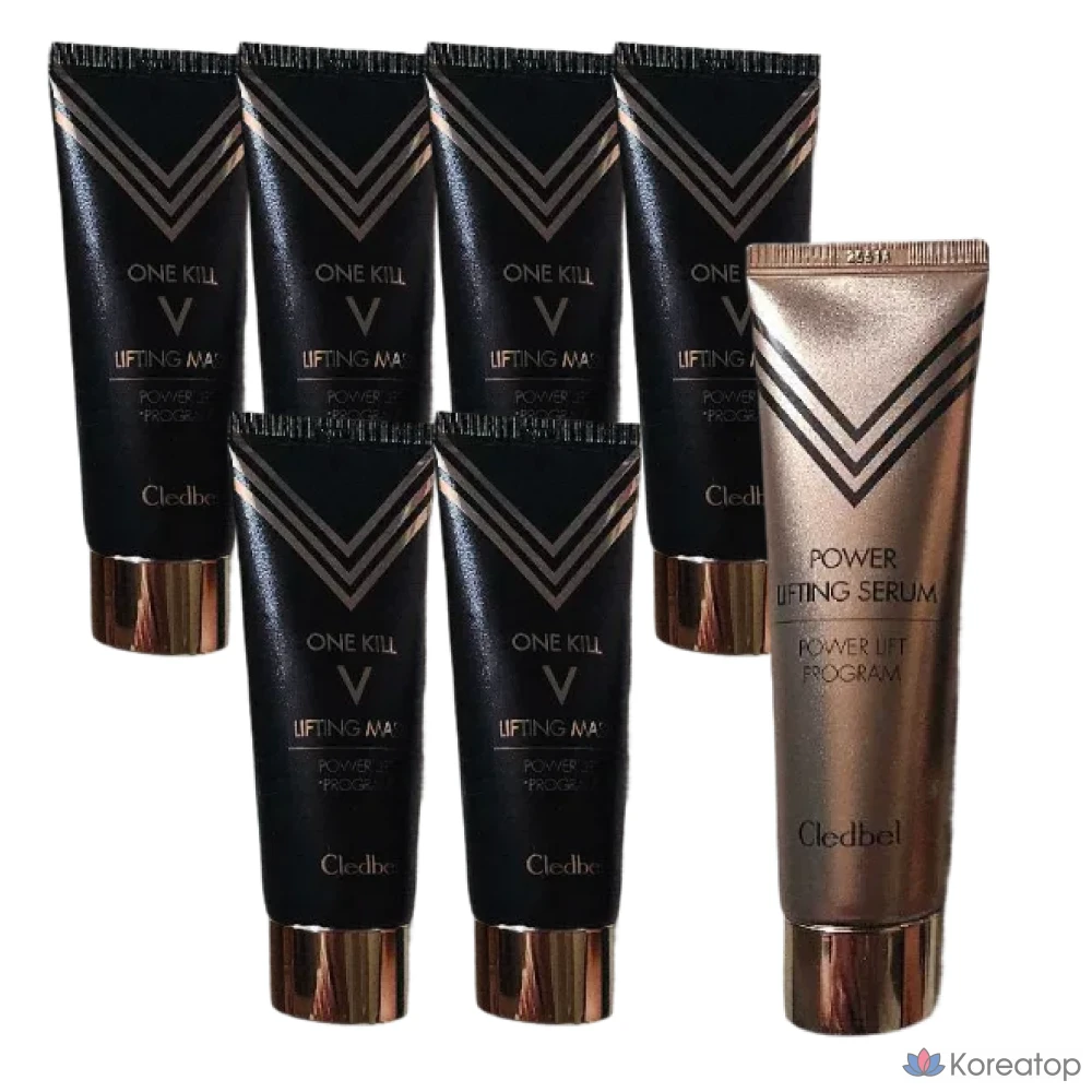 Набор Cledbel Basic Gold Lifting Pack: 6 флаконов по 70 мл + 1 флакон сыворотки по 90 мл + 1 кисть.