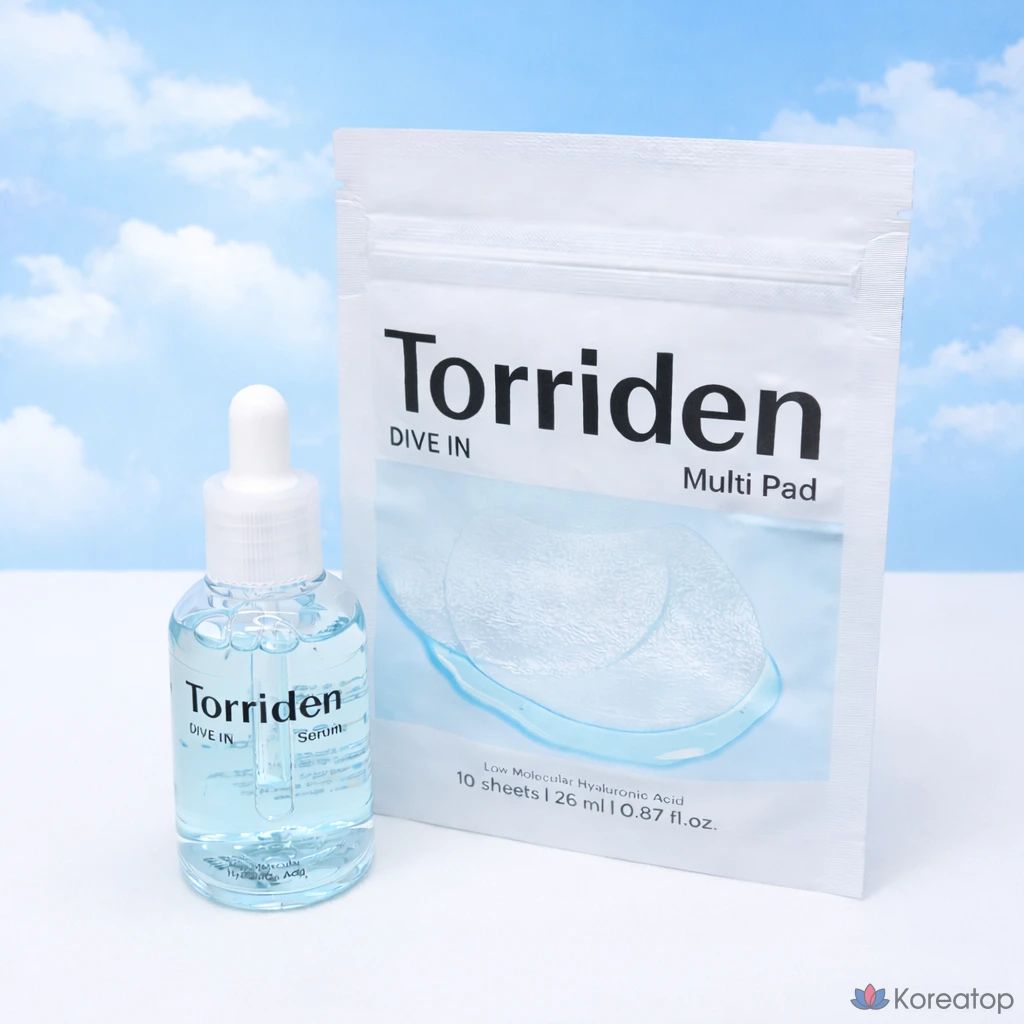 Сыворотка с низкомолекулярной гиалуроновой кислотой Torriden Dive-in, 50 мл, многоразовые подушечки, 10 листов, 1 шт.