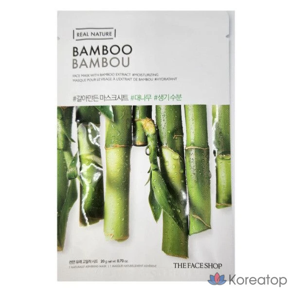 Тканевая маска для лица The Face Shop Real Nature Mask Sheet Bamboo, 20 шт.