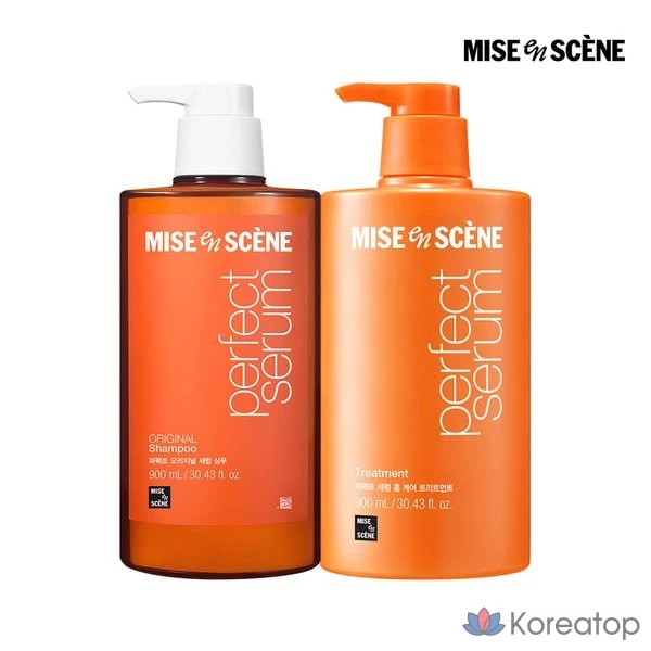 Mise en Scene Идеальный шампунь-сыворотка Original Serum Shampoo 900 мл + средство для домашнего ухода 900 мл, 1
