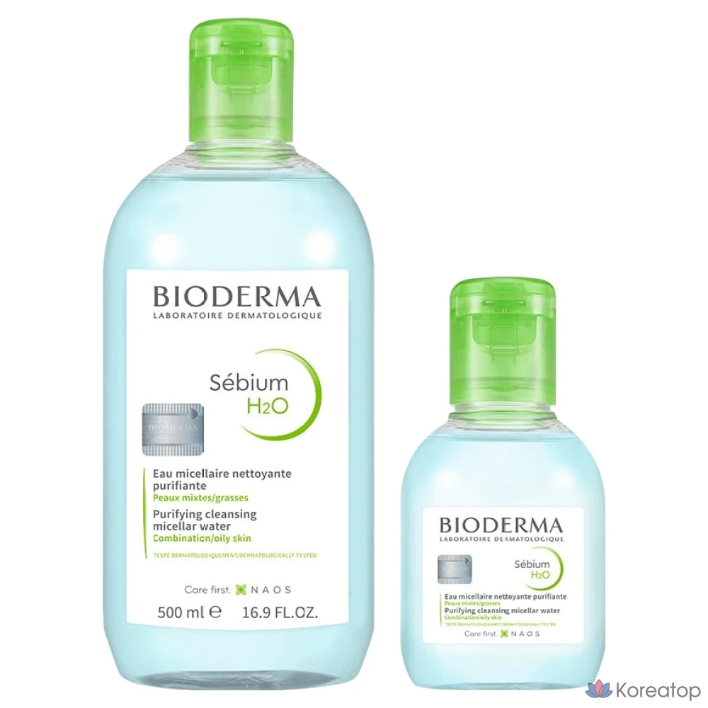 Очищающая вода Bioderma Sebium H2O, 2 вида, набор 500 мл + 100 мл, 1 комплект.