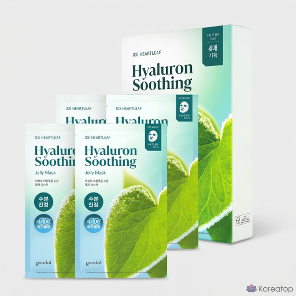 Тканевая маска для лица Goodal Houttuynia Cordata Hyaluronic Soothing Jelly Mask, 4 шт.