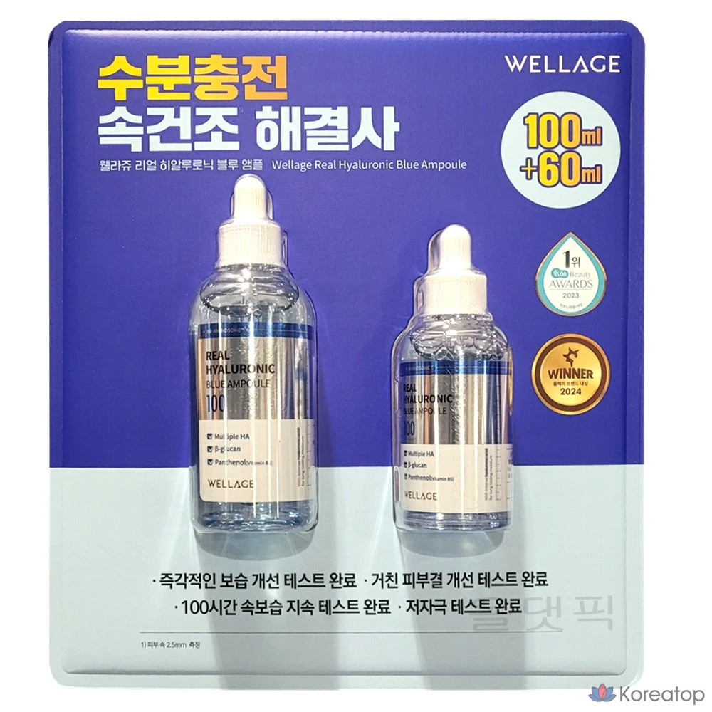 Ампульная сыворотка WELLAGE Real Hyaluronic Blue Ampoule, 160 мл, 1 шт.