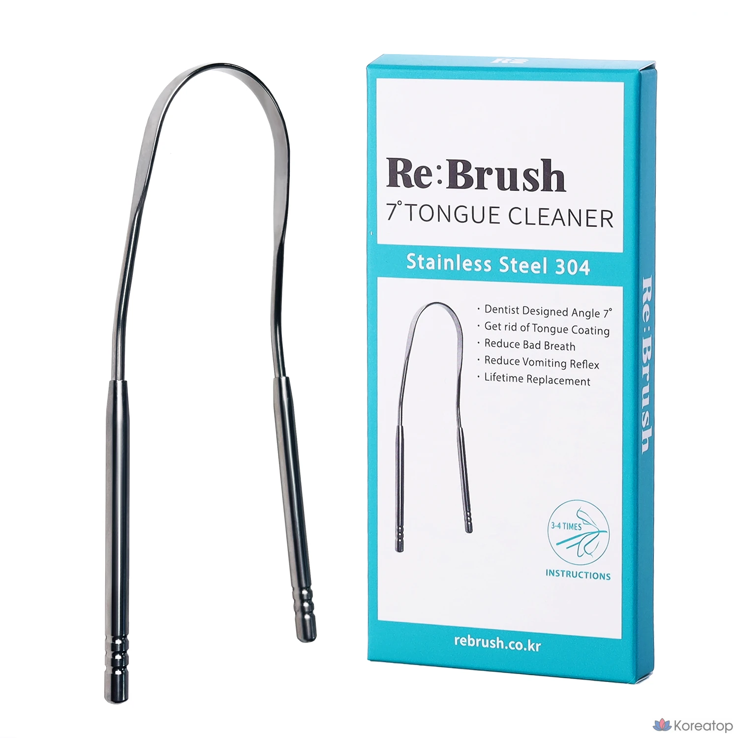 Средство для очищения языка Re:Brush Stainless Steel 7 Degree Tongue Cleaner, 30 г, 1 шт.