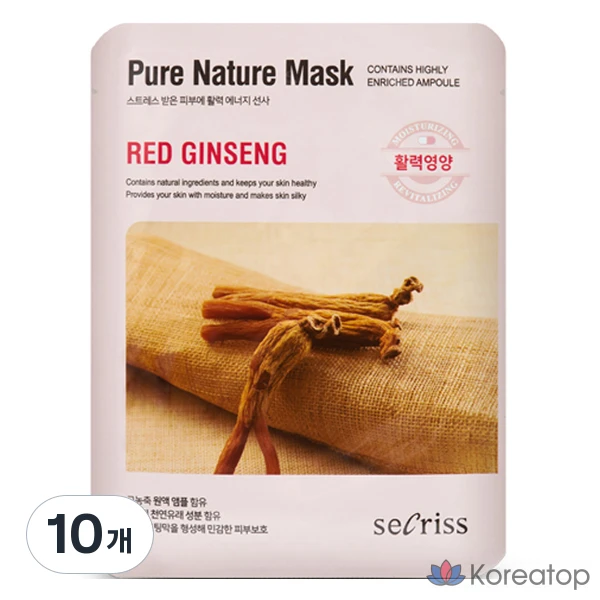 Тканевая маска для лица Anskin C-Clean Pure Nature Mask Red Ginseng, 25 мл, 10 шт.