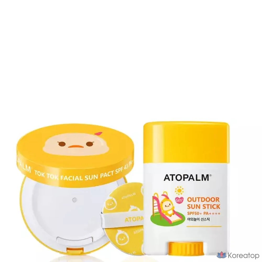 Набор для ухода Atopalm Tok Tok Facial Sun Pact + Outdoor Play Sun Stick Set, 15 г, 1 шт.