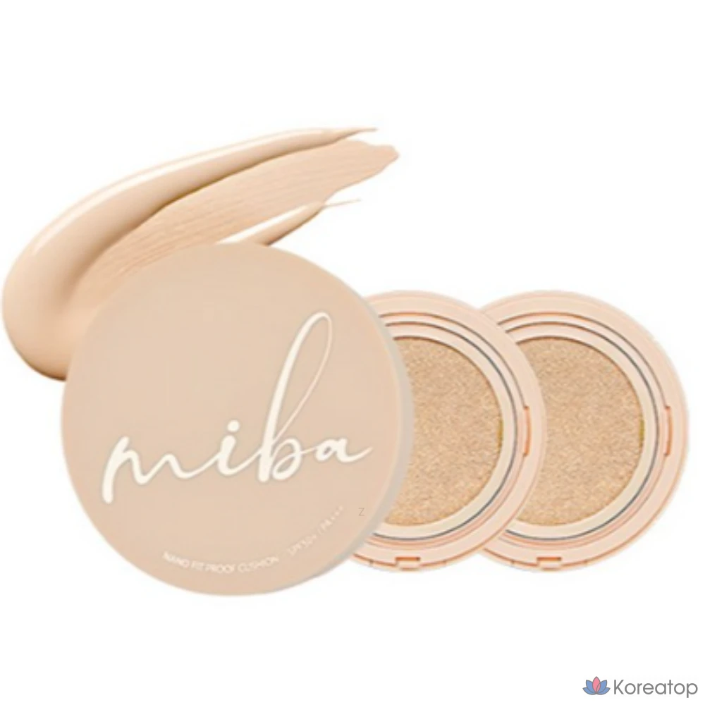 Набор из 2 тональных кремов MIBA Nano Fit Proof Cushion (20 г) + сменный блок (20 г), оттенок 23 Natural Beige, 1 шт.