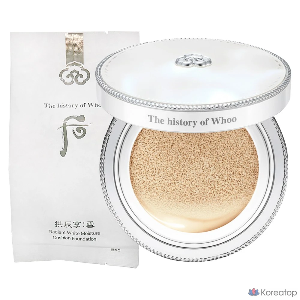 Тональный крем-кушон The Whoo Gongjinhyang Seol Brightening Moisture Glow Cushion Foundation SPF50+ PA+++, 1 упаковка, оттенок 21.