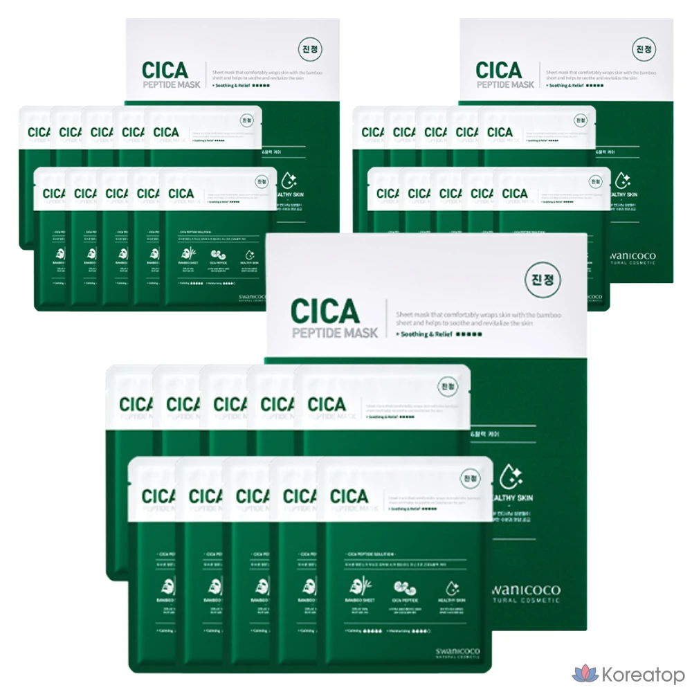 Swanicoco Cica Peptide Mask, 35 г, 1 упаковка, 30 штук