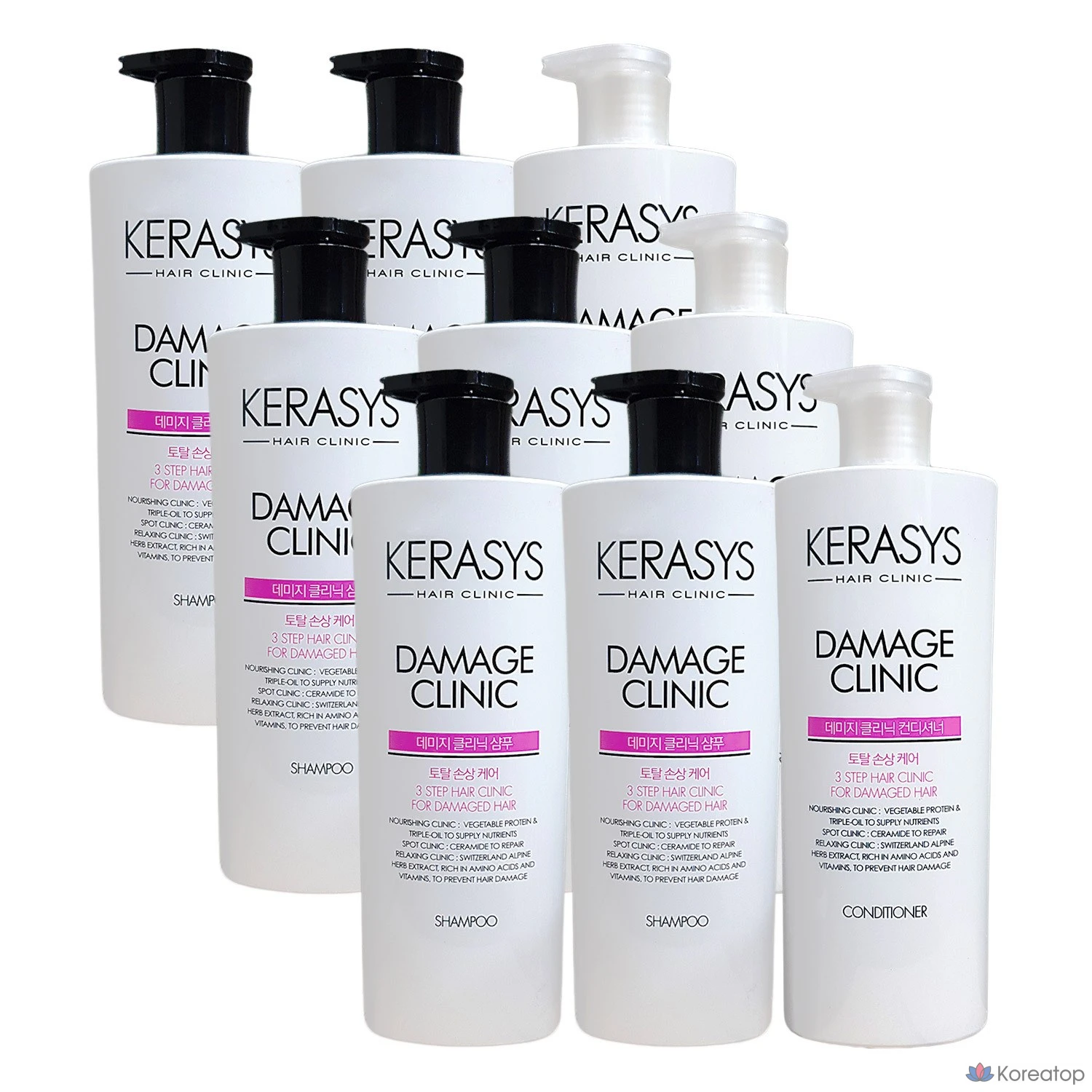 Шампунь KeraSys Damage Clinic Protein, 750 мл, 2 шт. + Кондиционер KeraSys Damage Clinic Protein, 750 мл, 1 шт.