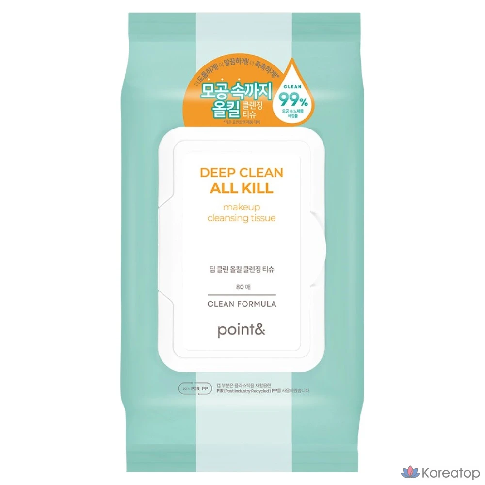 Очищающие салфетки Point& Deep Clean All-Kill Cleansing Tissue, 80 шт., 445 г