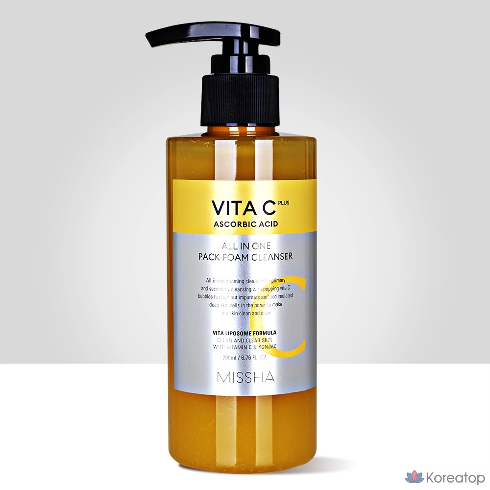Очищающая пенка для лица Missha Vita C Plus All-in-One Pack, 200 мл, 1 шт.