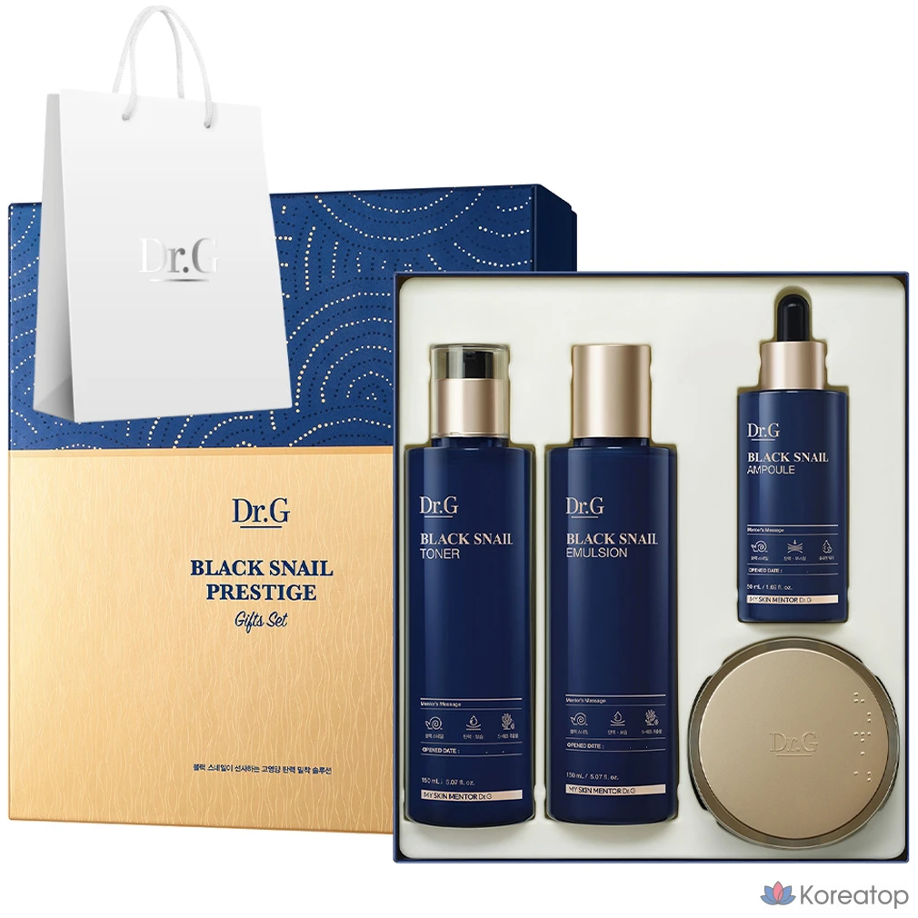 Набор для ухода Dr. G Black Snail Prestige 4-piece Set (Toner + Emulsion + Ampoule + Cream + Shopping Bag), 1 шт.