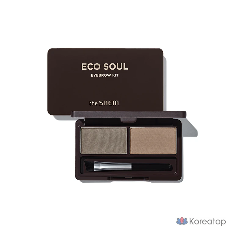 Карандаш для бровей The Saem Eco Soul Eyebrow Kit, оттенок 02 Gray Brown, 5 г, 1 шт.