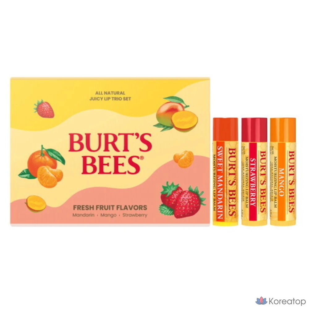 Набор из трех бальзамов для губ Burt's Bees Juicy Lip Balm Trio, 3 цвета, 12,75 г, 1 шт.
