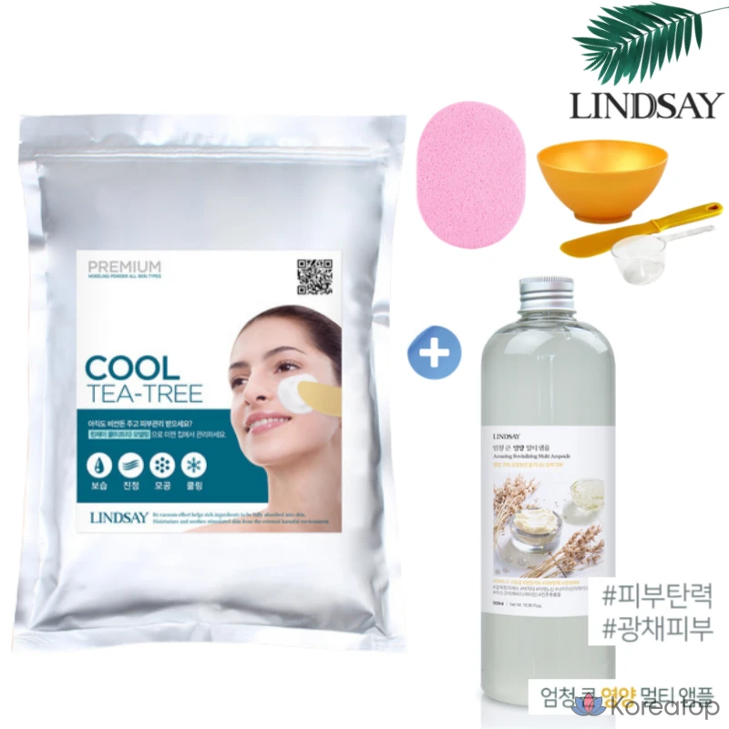 Набор для моделирования макияжа Lindsay Tea Tree Large Size Modeling Pack Full Set: губка с маслом чайного дерева 1 кг + питательная ампула + набор инструментов, 1 упаковка.