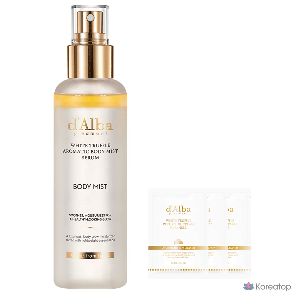 Ароматическая сыворотка-спрей для тела d'Alba с белым трюфелем 180 мл + балансирующий веганский гель для умывания 3 мл x 3 шт., 1 упаковка