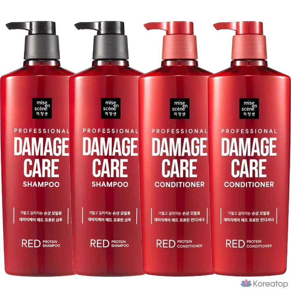 Шампунь и кондиционер Mise en Scene Damage Care Rose Protein (Shampoo + Rinse), 680 мл, 2 шт.