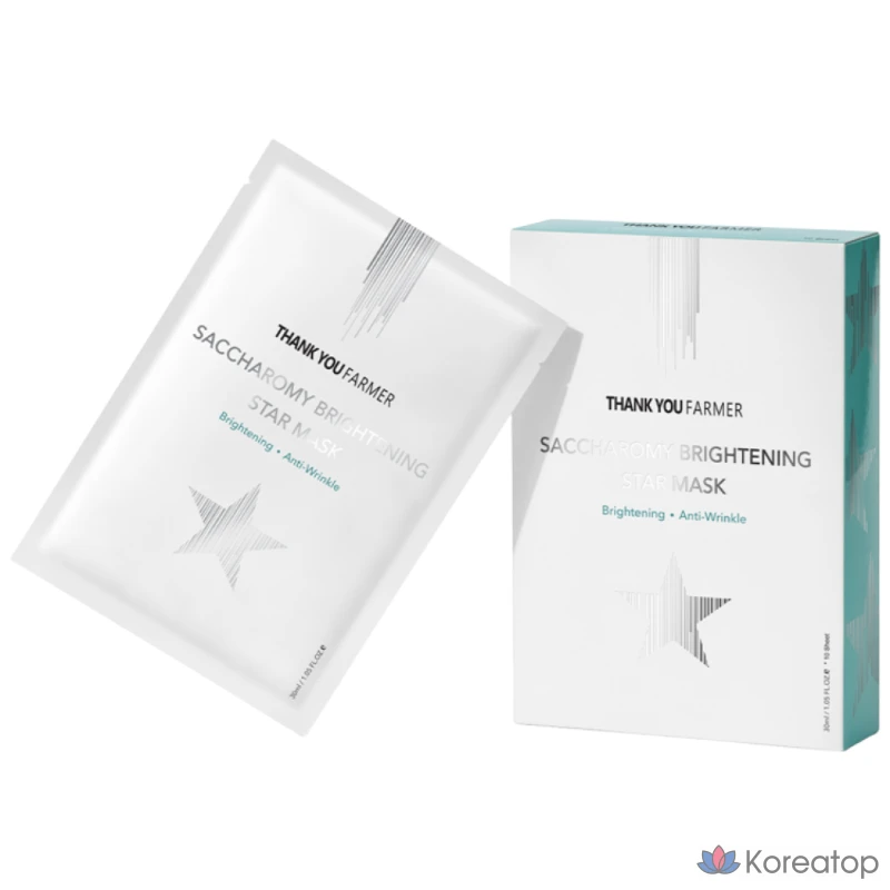 Маска для лица Thank You Farmer Saccharomy Brightening Star Mask, 10 листов, 1 упаковка, 10 штук.