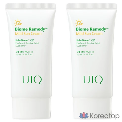 UIQ Солнцезащитный крем для лица на физических фильтрах spf 50 Biome Remedy mild sun cream, 50 мл