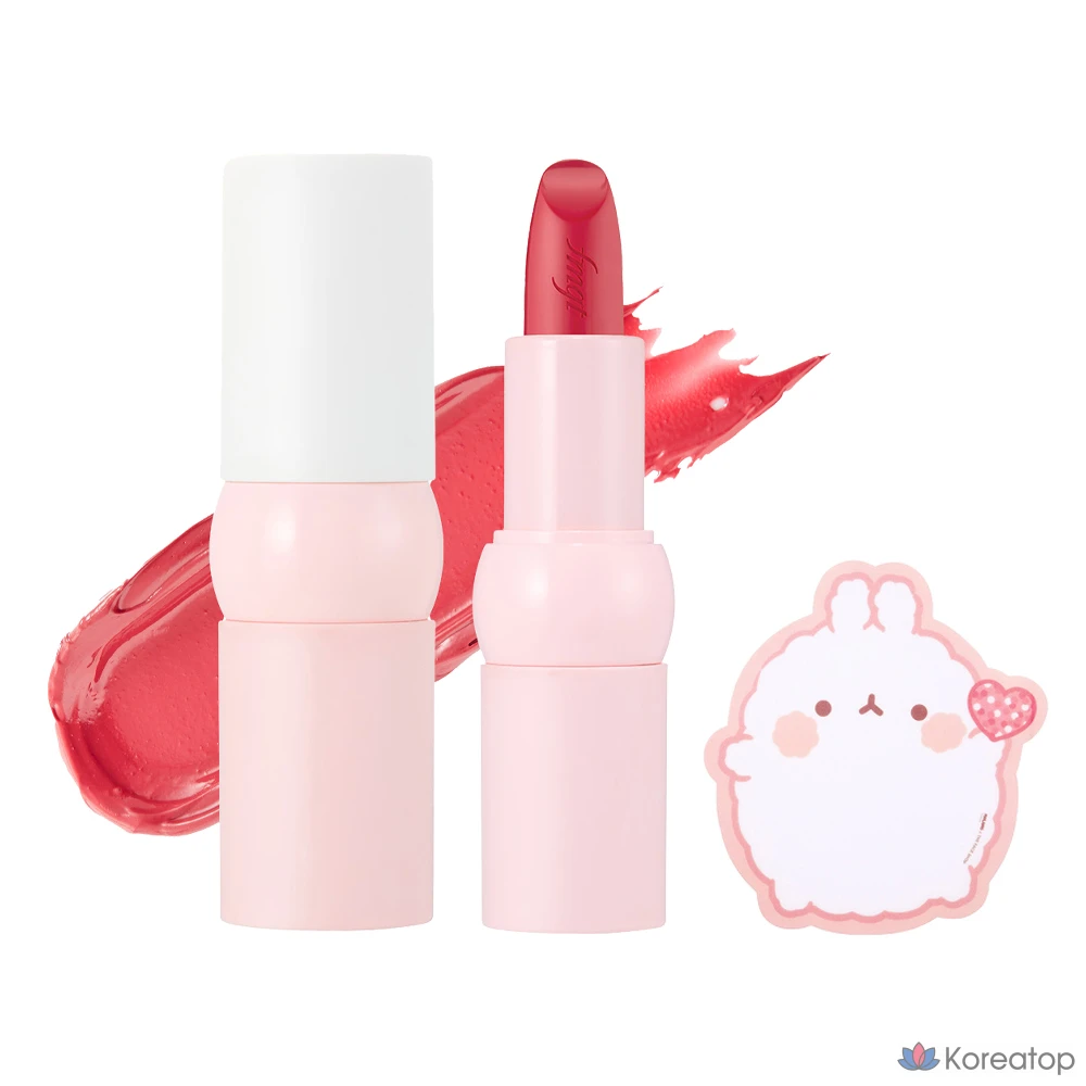Губная помада FMGT The Face Shop Molang New Bold Sheer Glow Lipstick, оттенок 05 Molang Merry Me, 4 г, 1 шт.