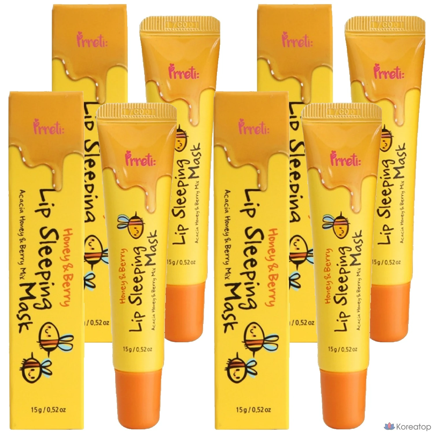 Набор ночных масок для губ Prreti Lip Sleeping Mask Pack, медово-ягодный, 15 г, 4 шт.