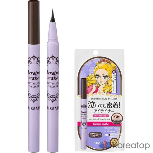 Жидкая подводка для глаз KissMe Heroine Make Smooth Liquid Eyeliner Super Keep, водостойкая, оттенок 03 «Черно-коричневый», 0,4 мл