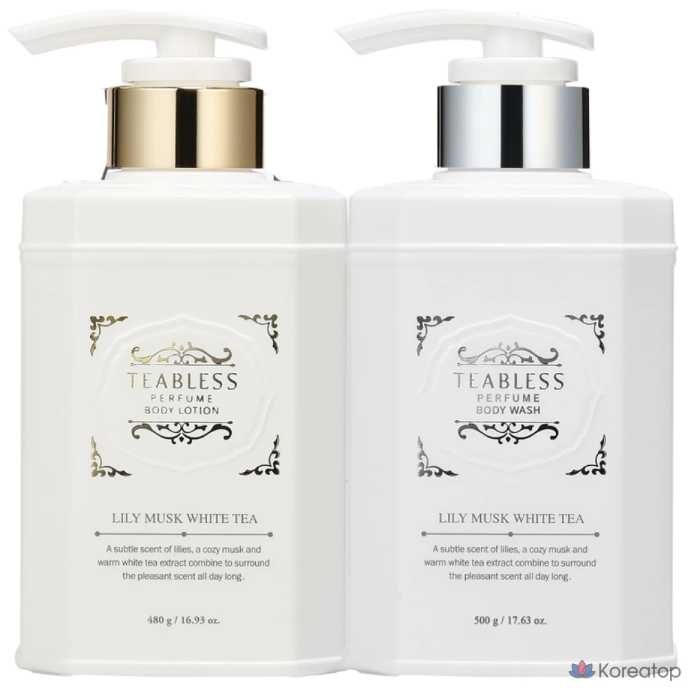 Набор для ухода TEABLESS White Tea Perfume Body Lotion + Body Wash + Gift Box, оттенок Lily Musk, 1 шт.