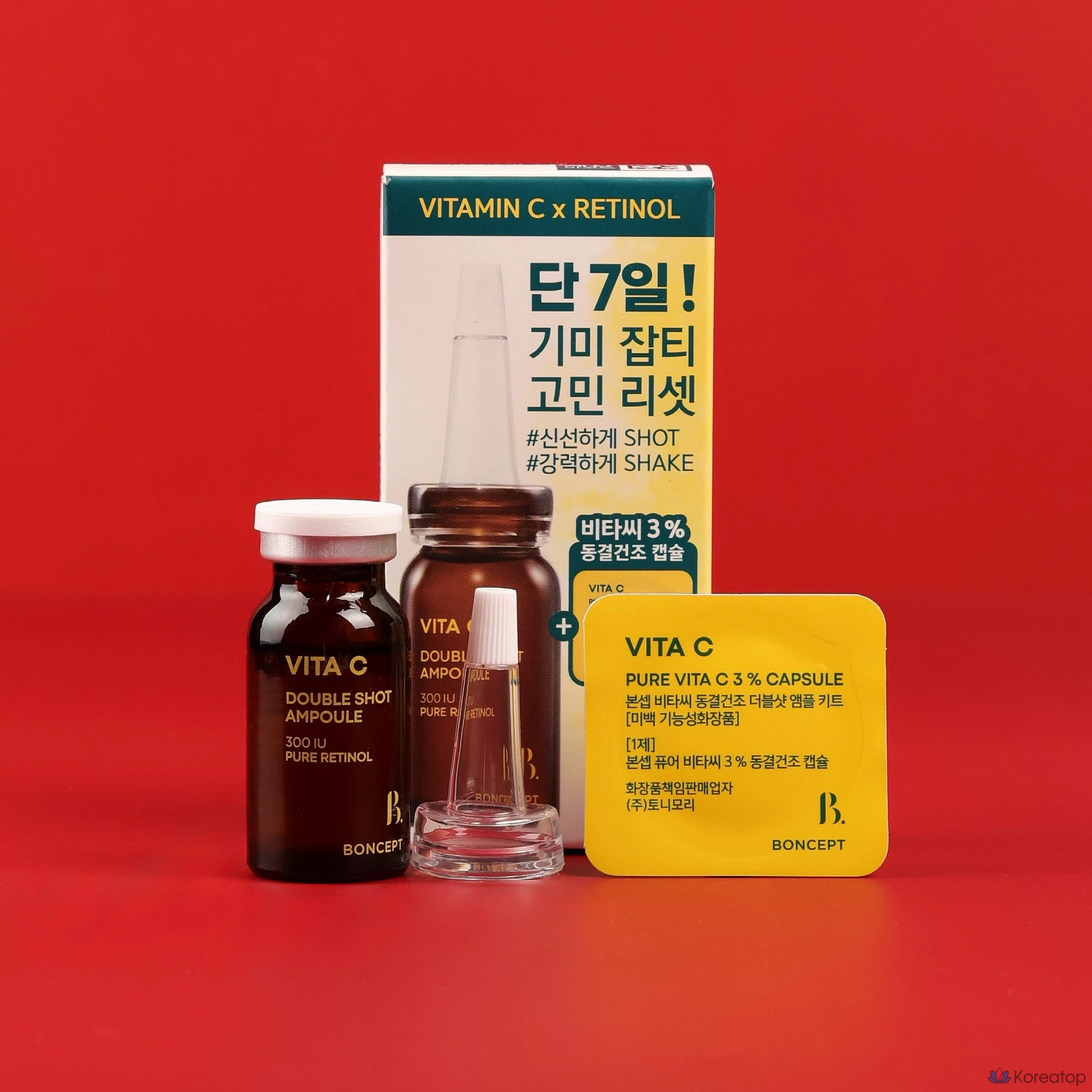 Набор сублимированных ампул Bonsep Vitac Seed Double Shot для устранения недостатков на 7 дней, 1 шт, 15 мл